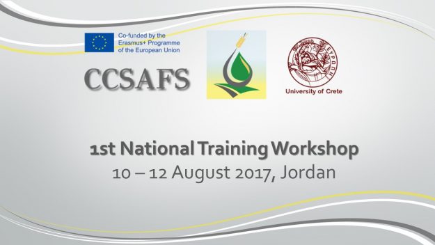 1st National Training Workshop, 10 – 12 August 2017, Jordan