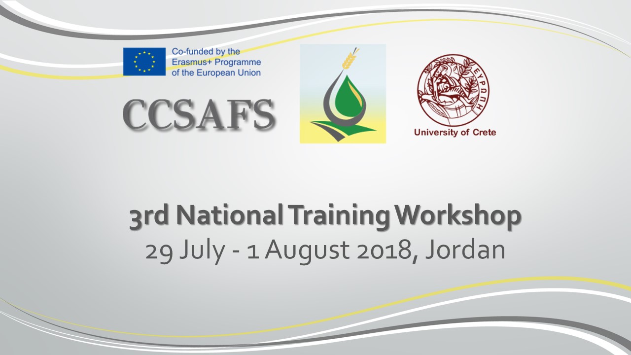 3rd National Training Workshop, 29 July – 1 August 2018, Jordan