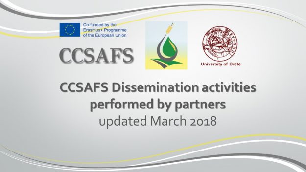 CCSAFS Dissemination activities performed by partners updated March 2018